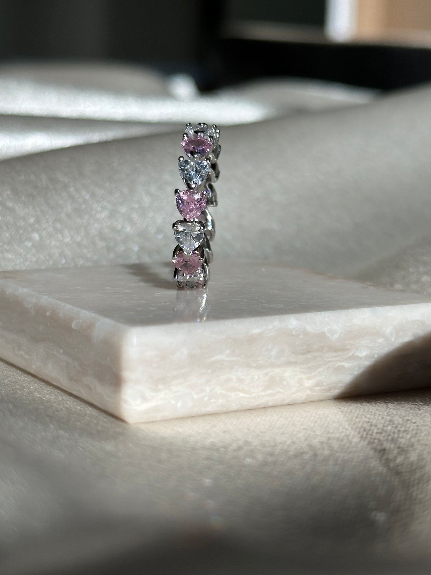 Pink Heart Eternity Ring