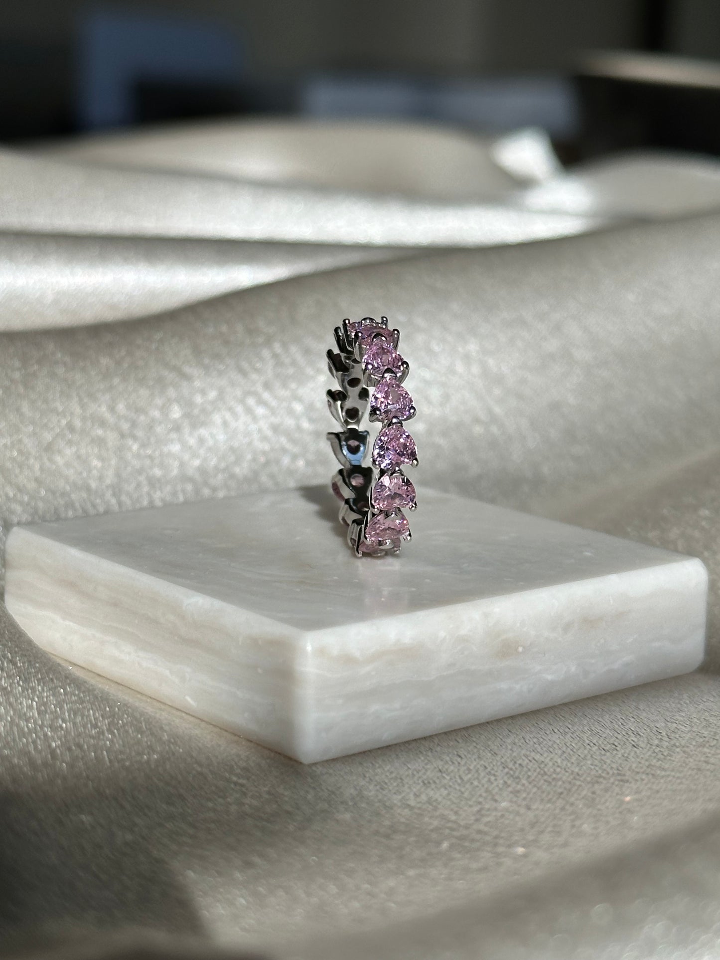 Pink Heart Eternity Ring