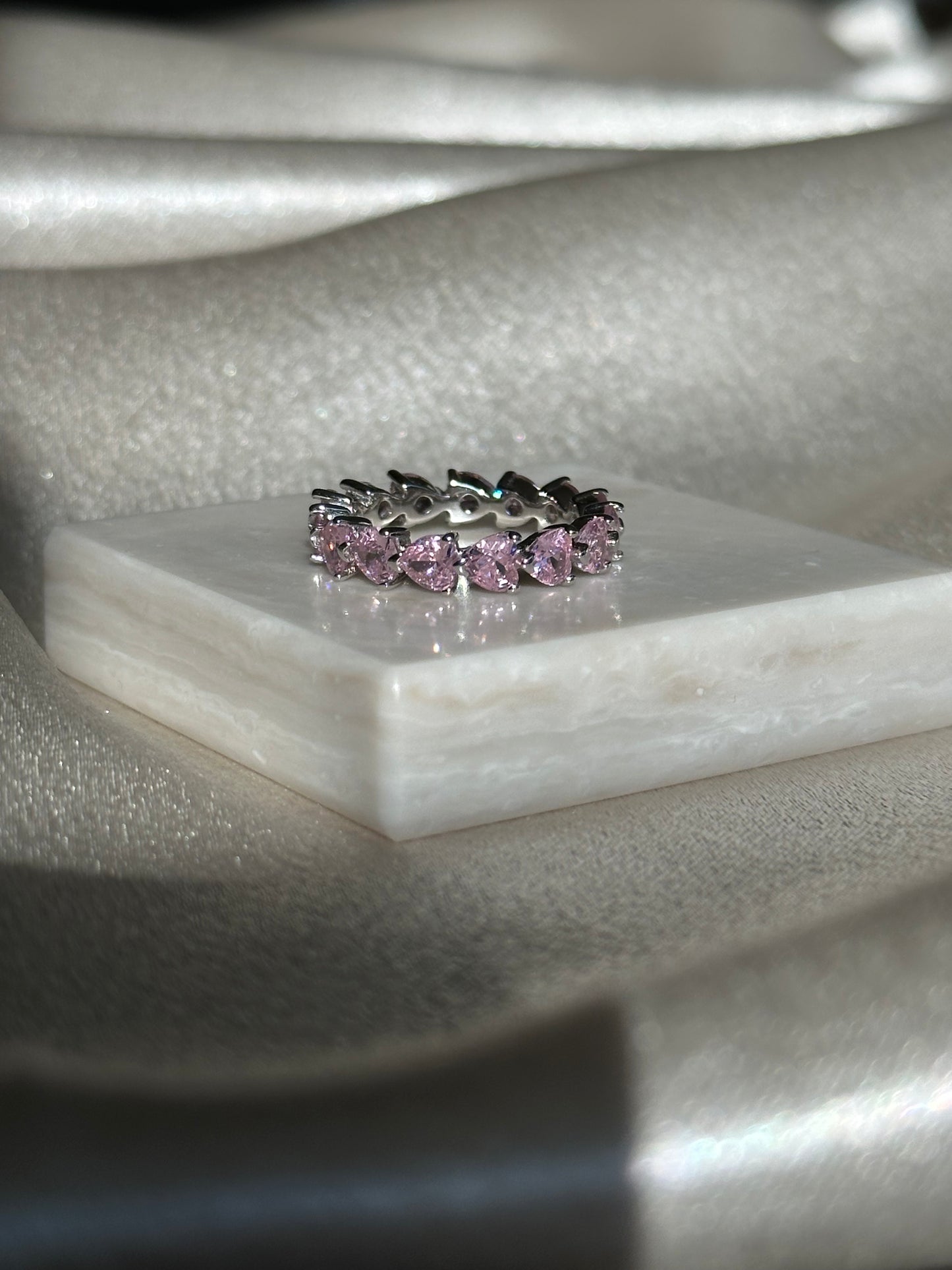 Pink Heart Eternity Ring
