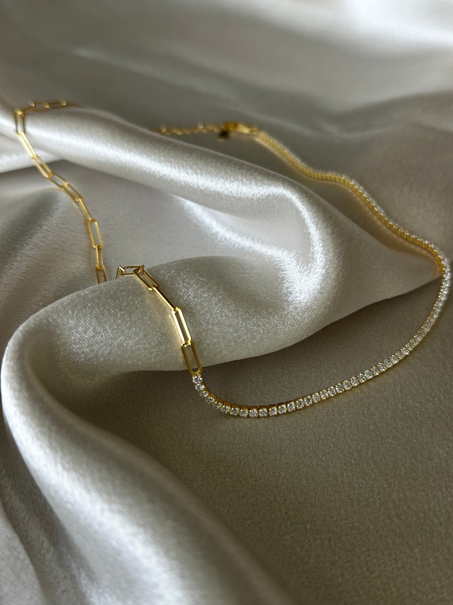 Gold Link Tennis Necklace