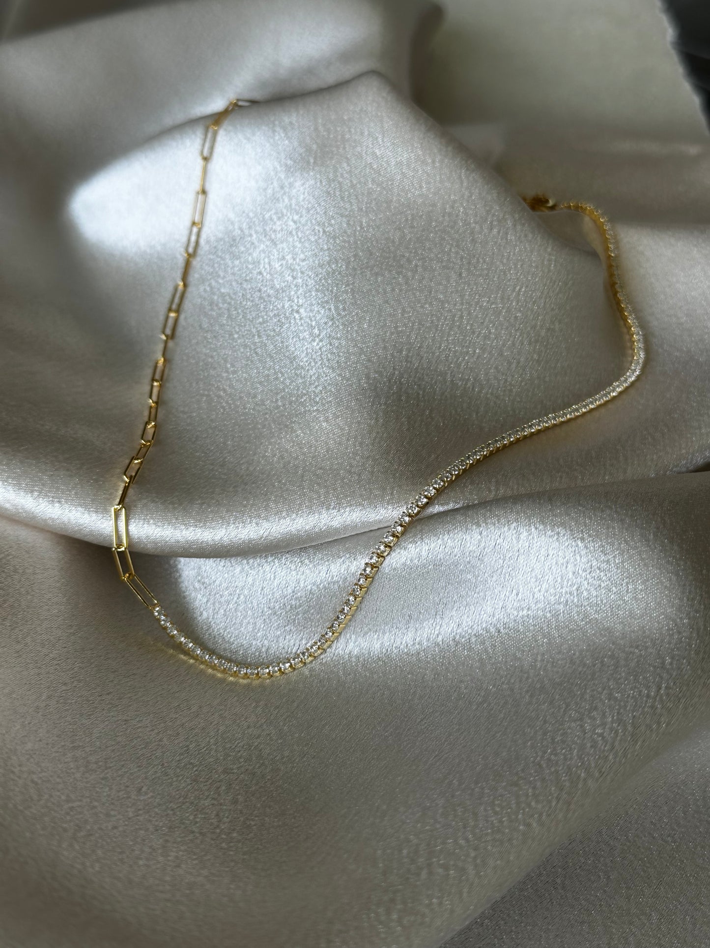 Gold Link Tennis Necklace