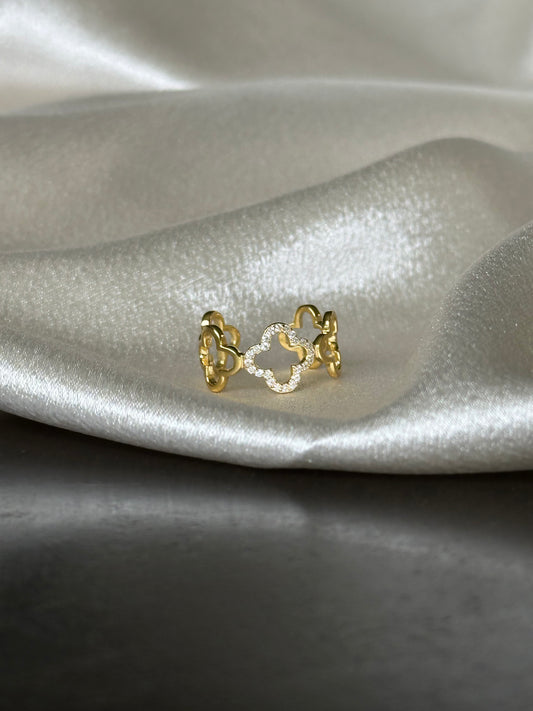 Adjustable Gold Clover Ring