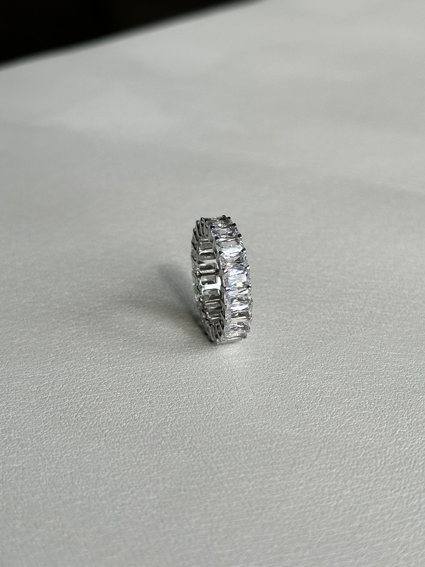 Baguette Eternity Band, Rhodium plated