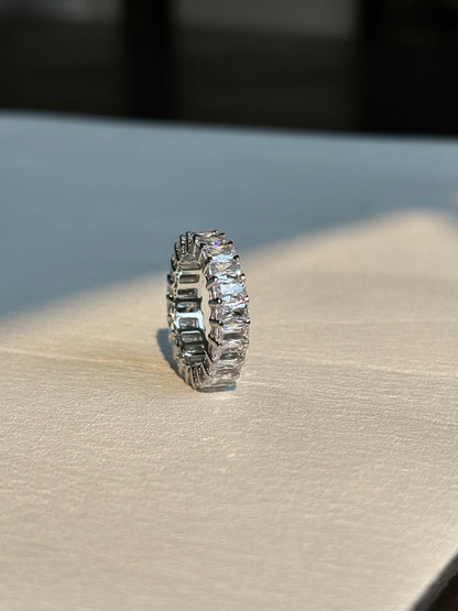 Baguette Eternity Band, Rhodium plated