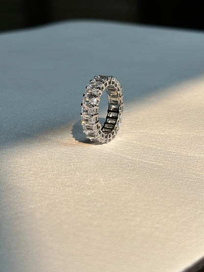 Baguette Eternity Band, Rhodium plated