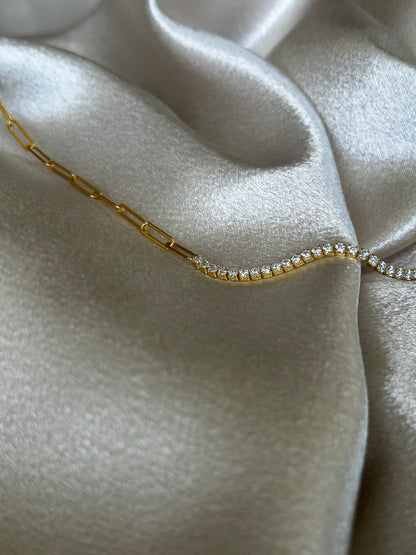 Gold Link Tennis Necklace