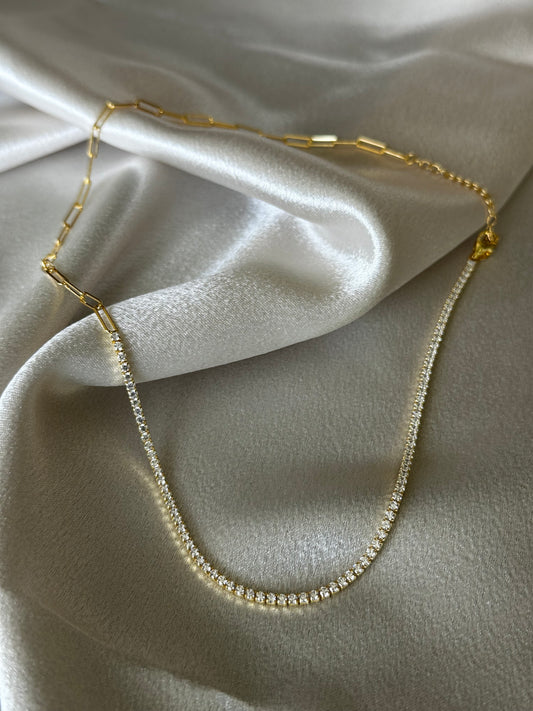 Gold Link Tennis Necklace