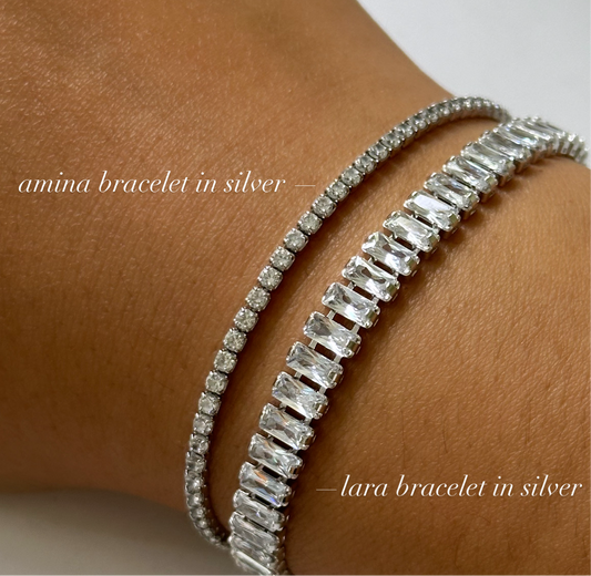 Amina Tennis Bracelet - Silver