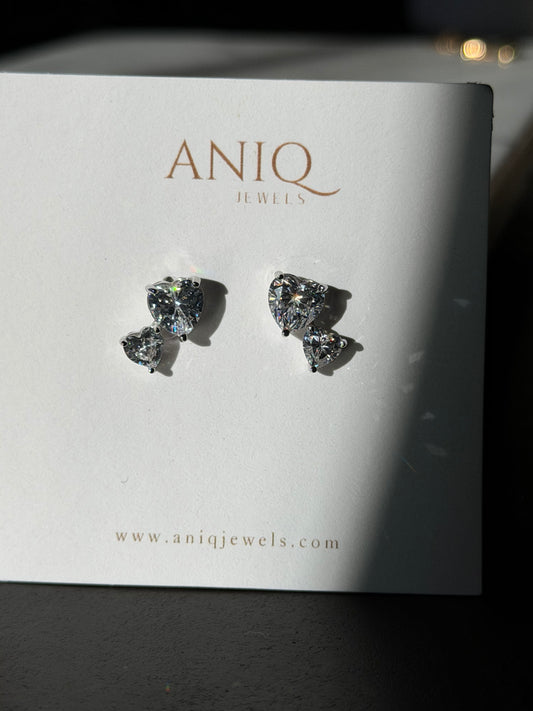 Double Heart Stud Earrings