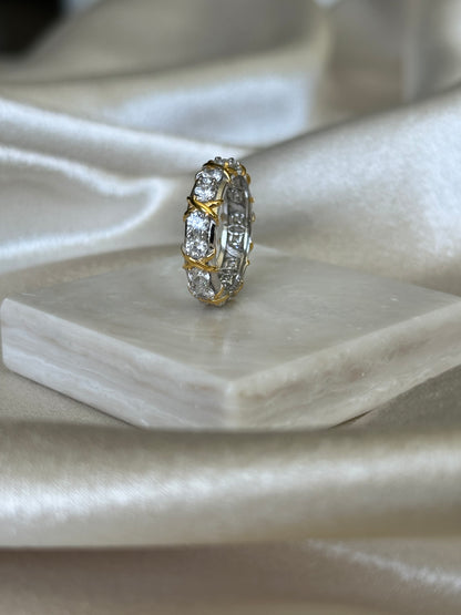 Silver Diamond Ring with Gold Accent